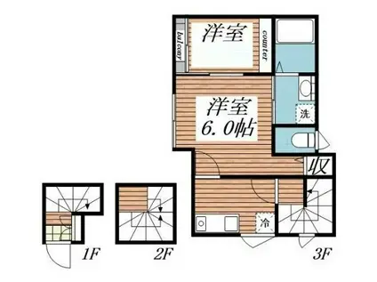 73NAKAGAMI(2K/3階)の間取り写真