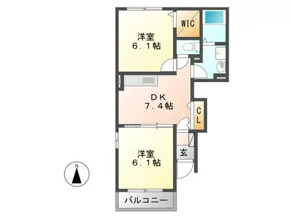 レクサス共栄F(2DK/1階)の間取り写真