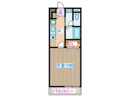 ハイブリツジマンション(1K/4階)の間取り写真