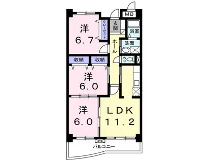 サンフィールド(3LDK/1階)の間取り写真