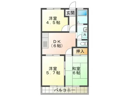 ノーブルタウン(3DK/2階)の間取り写真