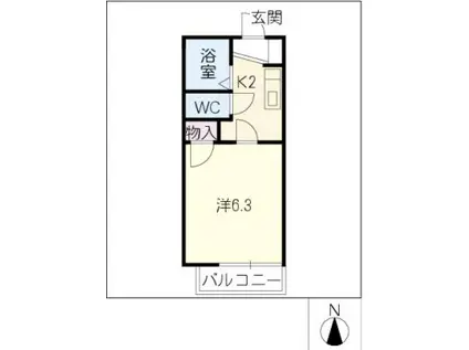 カーサベルデ(1K/2階)の間取り写真