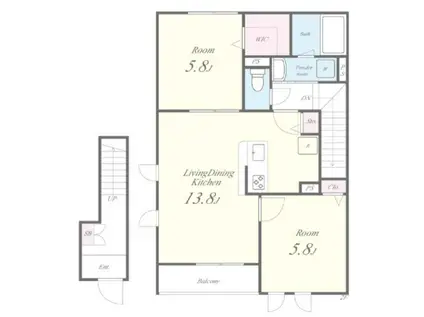 ガレリア上鷺(2LDK/2階)の間取り写真