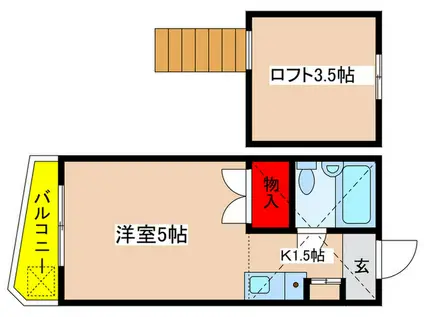 ドルフ西生田(1K/2階)の間取り写真