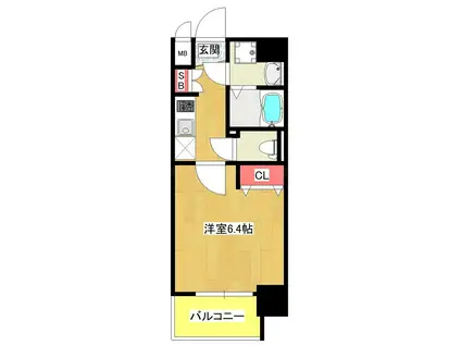 ジアコスモ九条シェル(1K/4階)の間取り写真