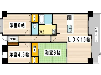 ホワイトキャッスル諏訪(3LDK/3階)の間取り写真