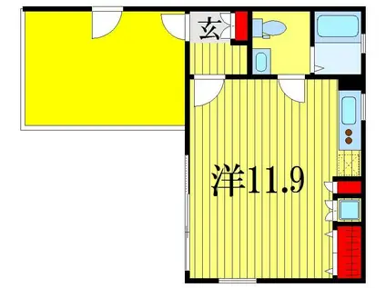 FLAT・Y(ワンルーム/2階)の間取り写真