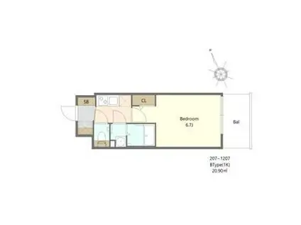 ALIVIS福島海老江(1K/10階)の間取り写真