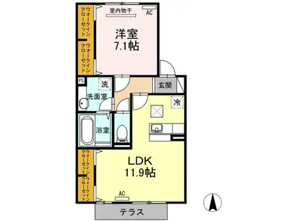 ラ・サクラ・サクラI/ラ・愛夏・ミミ ラ・サクラ・サクラI(1LDK/1階)の間取り写真
