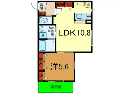 エクセル大倉山(1LDK/1階)の間取り写真
