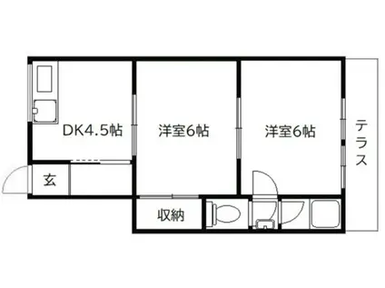 草野豊津文化A・B棟(2DK/2階)の間取り写真