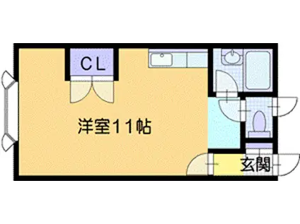 ダンディハイツ(ワンルーム/2階)の間取り写真