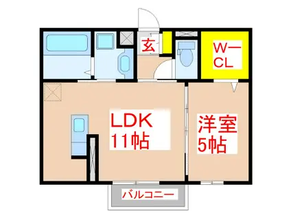 ムーンラヴァース(1LDK/2階)の間取り写真