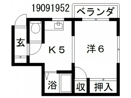 ハイツ生駒(1DK/3階)の間取り写真