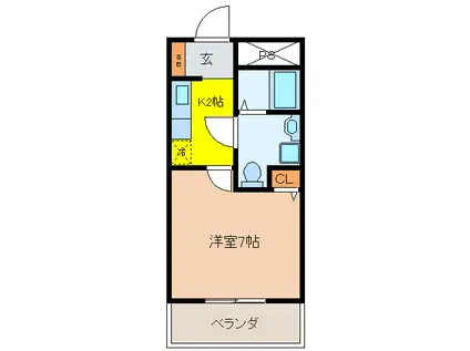 メゾン・サンカレッジ(1K/4階)の間取り写真