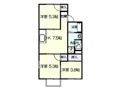 ブルーハイツ(3DK/2階)の間取り写真