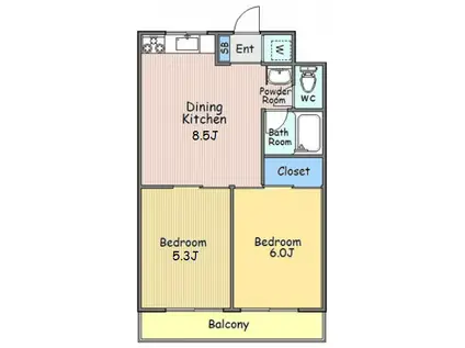 アーバンコート田村(2DK/3階)の間取り写真