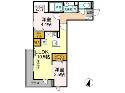 ステラ美光(2LDK/1階)の間取り写真