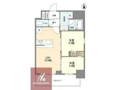 リヴェント難波ウエスト(2LDK/3階)の間取り写真