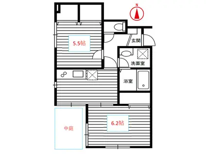 GRANDEAR PARK K(2DK/1階)の間取り写真
