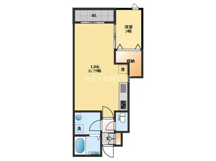 CAMMINOVI(1LDK/1階)の間取り写真