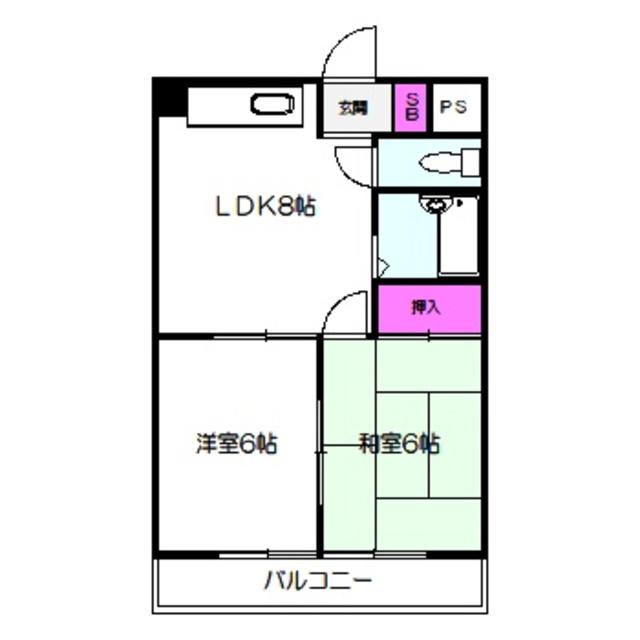 ハイツハセガワII(2LDK/3階)の間取り写真