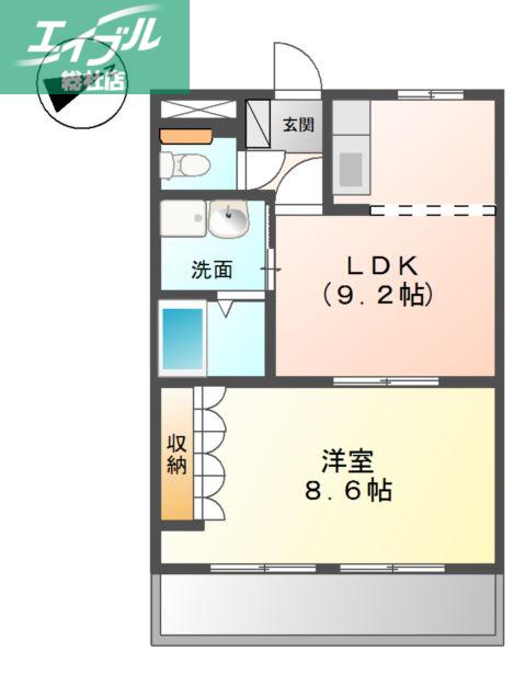 グランドハイム福田(1LDK/1階)の間取り写真