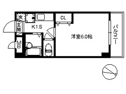 ガーデンパレス西新 30(1K/2階)の間取り写真