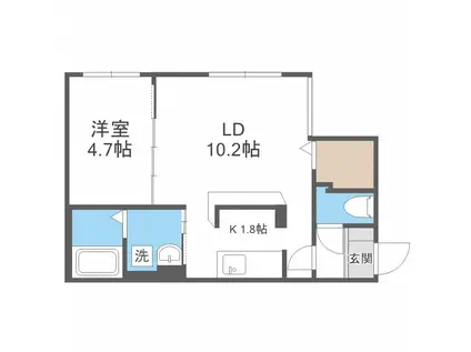 ORCHARD本通(1LDK/1階)の間取り写真