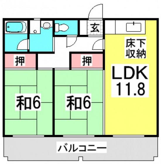 第2しづマンション(2LDK/1階)の間取り写真