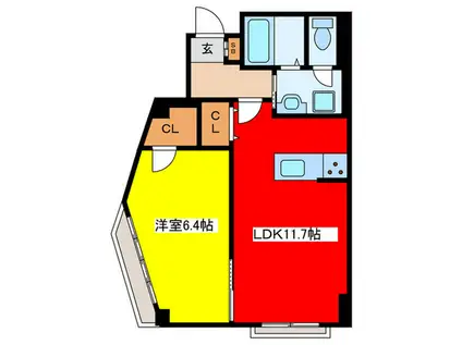 東観グランドマンション(1LDK/2階)の間取り写真