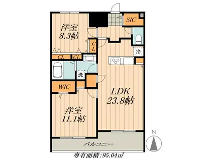 ロイジェント日吉(2LDK/12階)の間取り写真