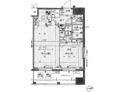 プレール・ドゥーク東京イースト IV RIVER SIDE(1LDK/12階)の間取り写真