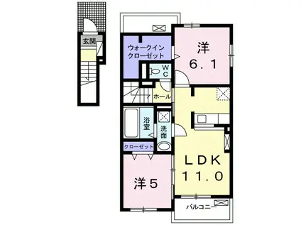 エスポワール リアン B(2LDK/2階)の間取り写真