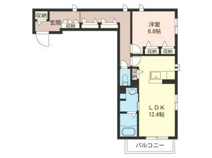 OLD TREE 1ST(1LDK/2階)の間取り写真