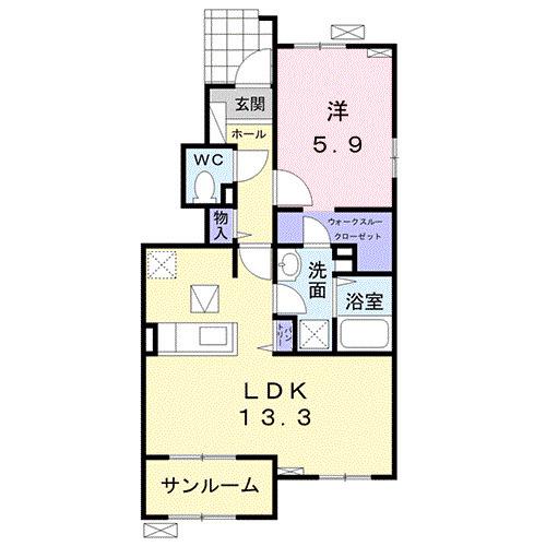 プリムローズII(1LDK/1階)の間取り写真