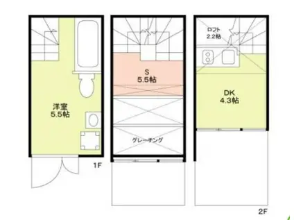 シーサイド船橋栄町(1SDK/1階)の間取り写真