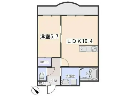 シャルル大宗(1LDK/4階)の間取り写真