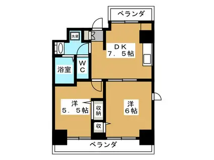 K&FIII(2DK/3階)の間取り写真