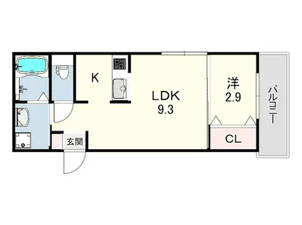 GAZELLE NOAH尼崎尾浜2(1LDK/2階)の間取り写真