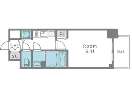メインステージ京町堀(1K/7階)の間取り写真