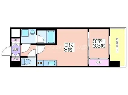 スプランディッドあびこ駅前DUE(1LDK/9階)の間取り写真