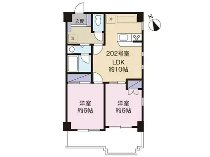 アルカディア(2LDK/2階)の間取り写真