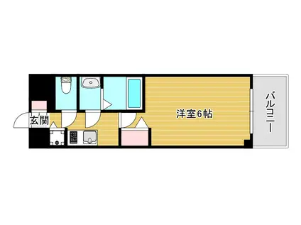 プレサンス四天王寺前夕陽ヶ丘 凛宮(1K/5階)の間取り写真