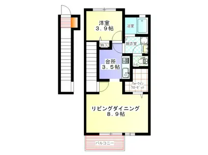 エルメゾン平井A棟(1LDK/2階)の間取り写真