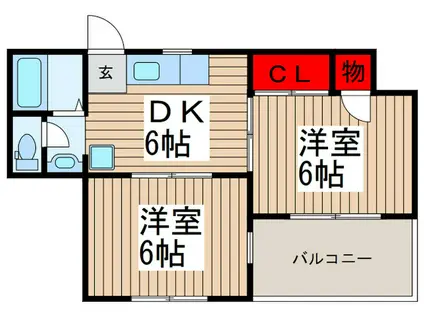 岩瀬ビル(2DK/2階)の間取り写真