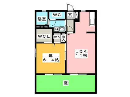 2ND リヴェール(1LDK/1階)の間取り写真