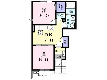 アヴァンツァート II(2DK/1階)の間取り写真