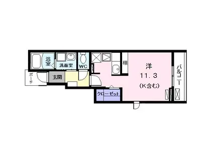 ファミーユ マロミ(ワンルーム/1階)の間取り写真
