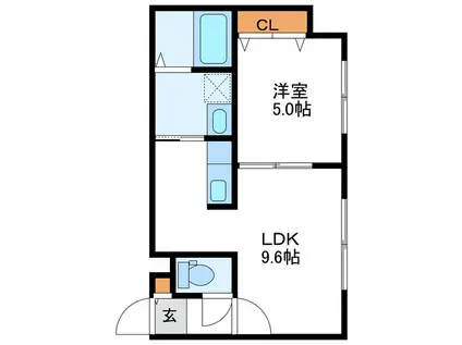 GLASS N21 グラスN21(1LDK/1階)の間取り写真